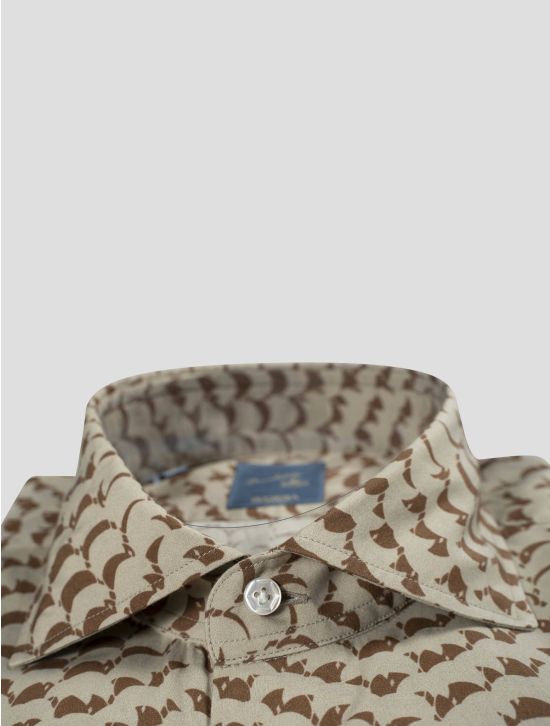 Barba Napoli Barba Napoli Beige Brown Lyocell Cotton Shirt Beige / Brown 001
