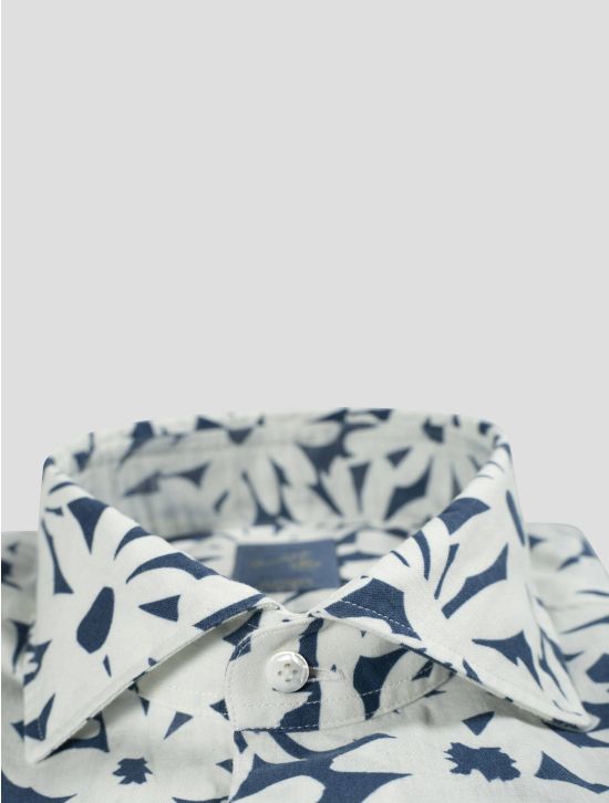 Barba Napoli Barba Napoli Blue White Linen Coton Shirt Blue / White 001