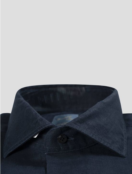Barba Napoli Barba Napoli Blue Linen Shirt Blue 001