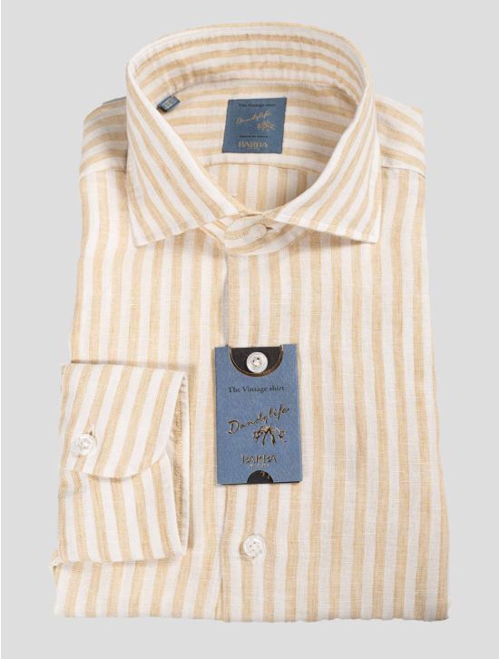 Barba Napoli Barba Napoli Beige White Linen Shirt Beige / White 000