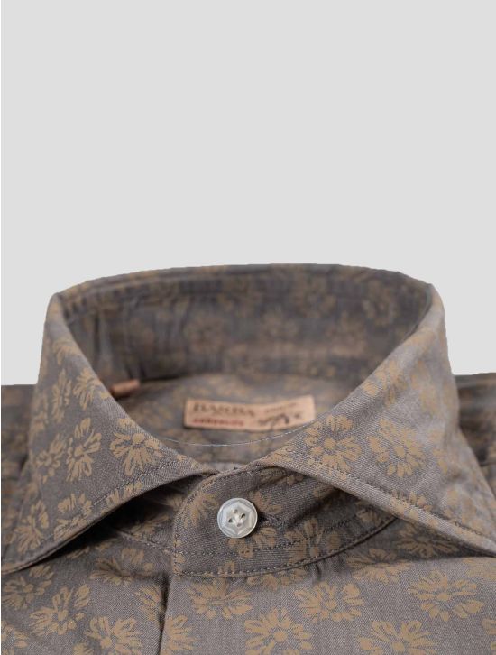 Barba Napoli Barba Napoli Gray Brown Cotton Shirt Gray / Brown 001