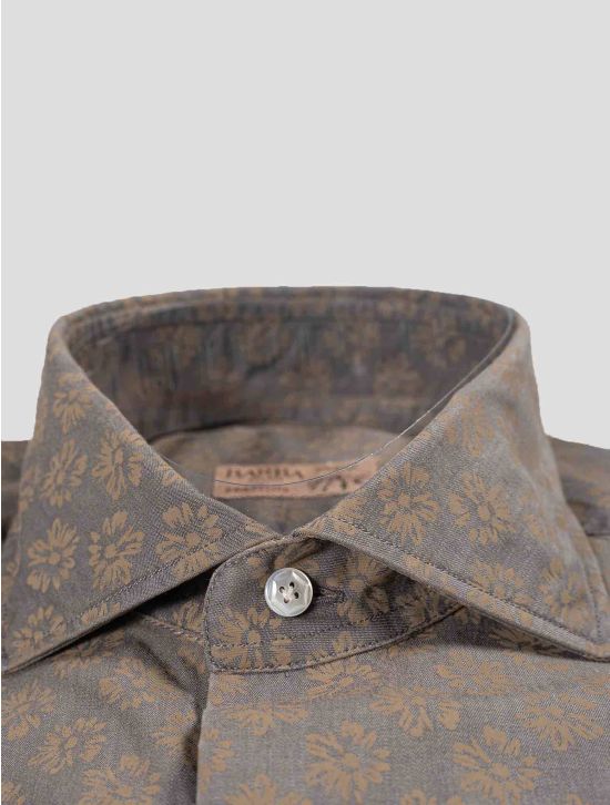 Barba Napoli Barba Napoli Gray Brown Cotton Shirt Gray / Brown 001
