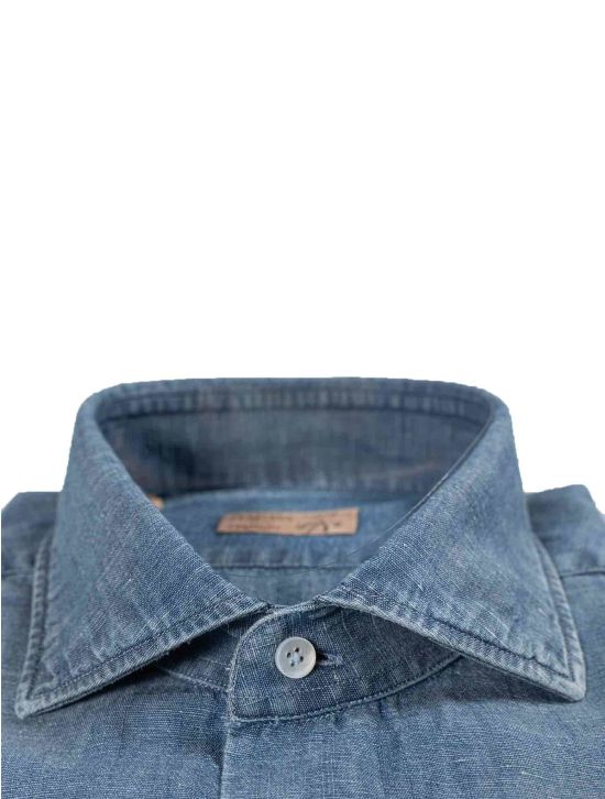 Barba Napoli Barba Napoli Denim Cotton Linen Shirt Denim 001