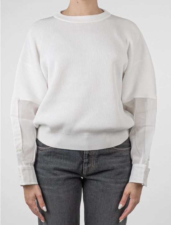 Brunello Cucinelli Brunello Cucinelli White Cotton Sweater Crewneck White 000