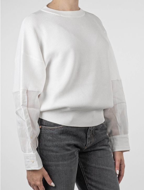 Brunello Cucinelli Brunello Cucinelli White Cotton Sweater Crewneck White 001