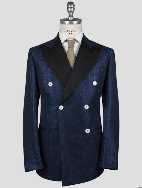 Isaia Isaia Blue Cotton Linen Smoking Blazer Blue 000