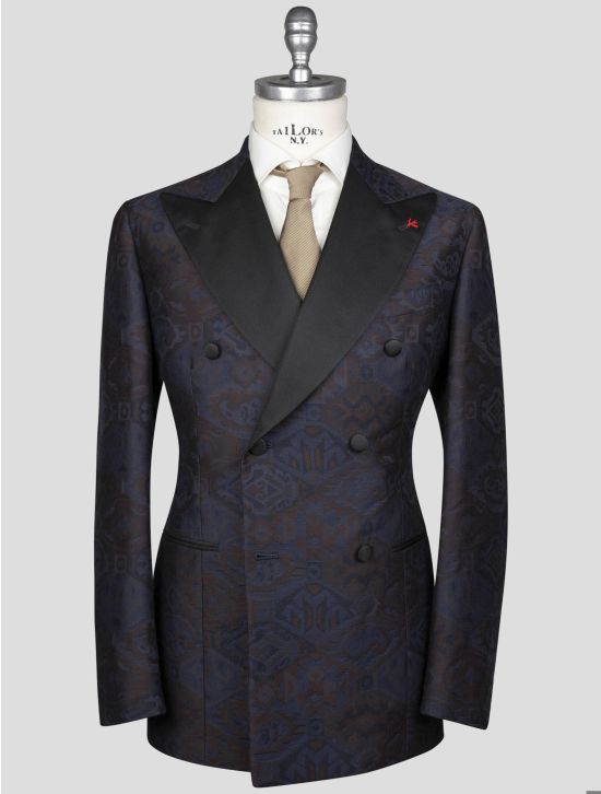Isaia Isaia Blue Brown Wool Silk Cotton Blazer Blue / Brown 000