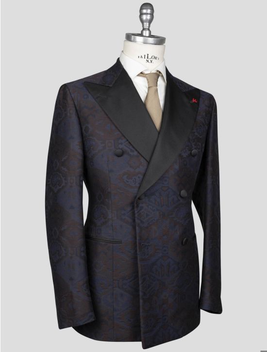 Isaia Isaia Blue Brown Wool Silk Cotton Blazer Blue / Brown 001