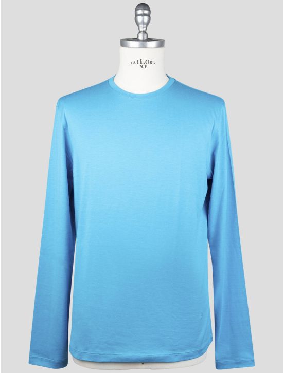 Isaia Isaia Light Blue Cotton Silk Sweater Crewneck Light Blue 000