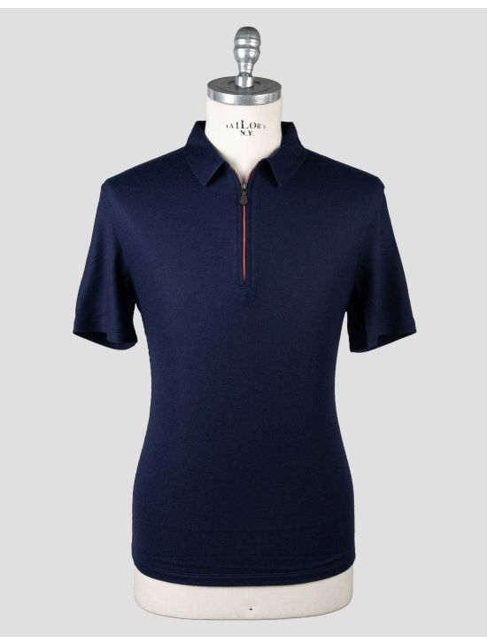 Isaia Isaia Blue Wool Sweater Half Zip IMY4 Blue 000