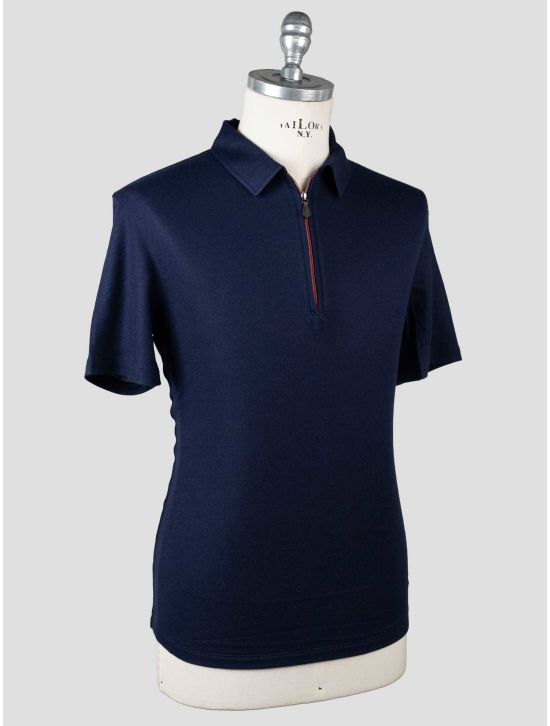 Isaia Isaia Blue Wool Sweater Half Zip IMY4 Blue 001
