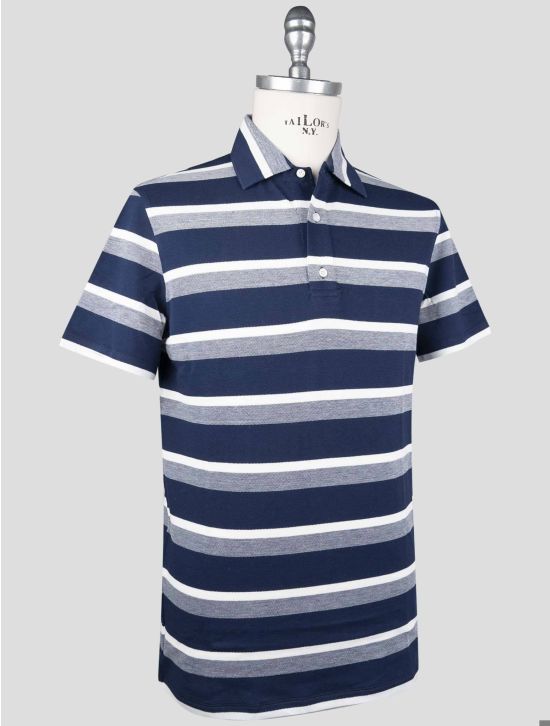 Isaia Isaia Blue White Cotton Polo Blue / White 001