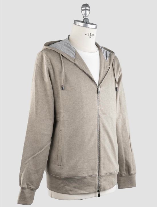 Isaia Isaia Green Cotton Pa weater Full Zip Hood Green 001