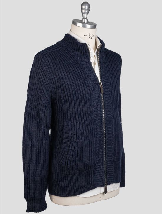 Isaia Isaia Dark Blue Wool Sweater Bomber Dark Blue 001