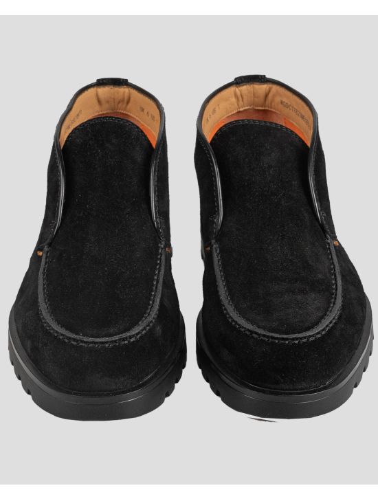 Santoni Santoni Black Leather Suede Boots Black 001