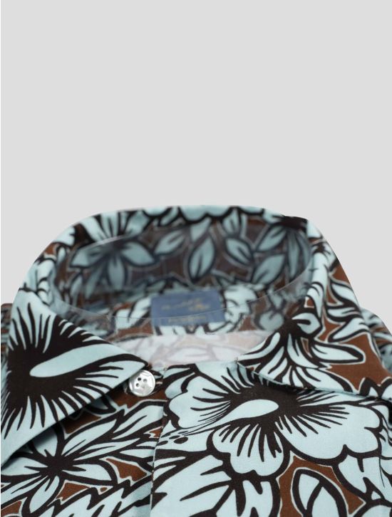 Barba Napoli Barba Napoli Brown Light Blue Viscose Shirt Brown / Light Blue 001