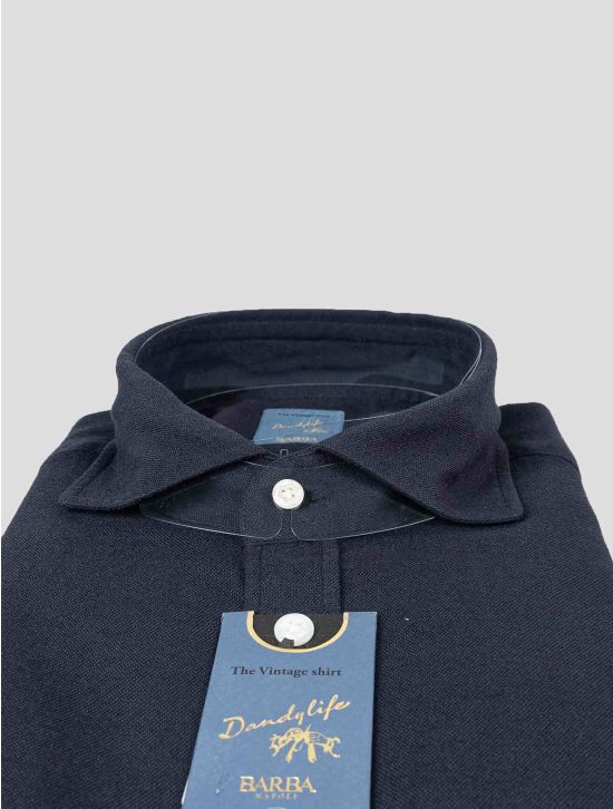 Barba Napoli Barba Napoli Blue Modal Wool Shirt Blue 001