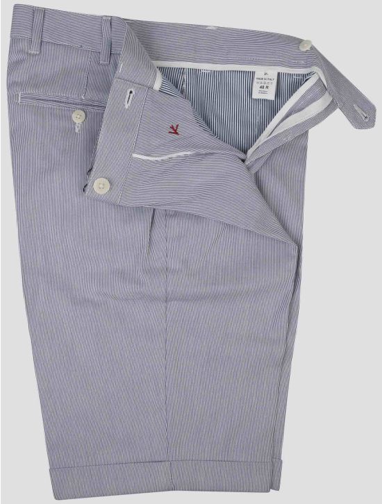 Isaia Isaia White Blue Cotton Ea Short Pants white / blue 001