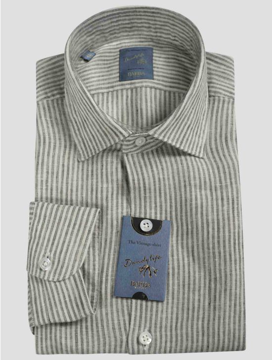 Barba Napoli Barba Napoli Gray White Linen Shirt Gray / White 000