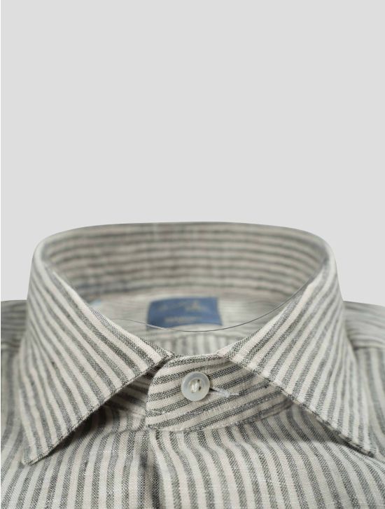 Barba Napoli Barba Napoli Gray White Linen Shirt Gray / White 001