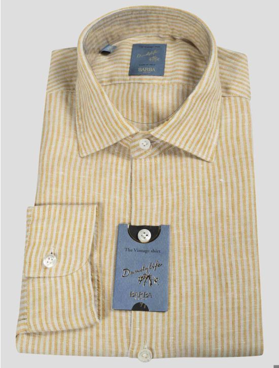 Barba Napoli Barba Napoli Orange White Linen Shirt Orange / White 000