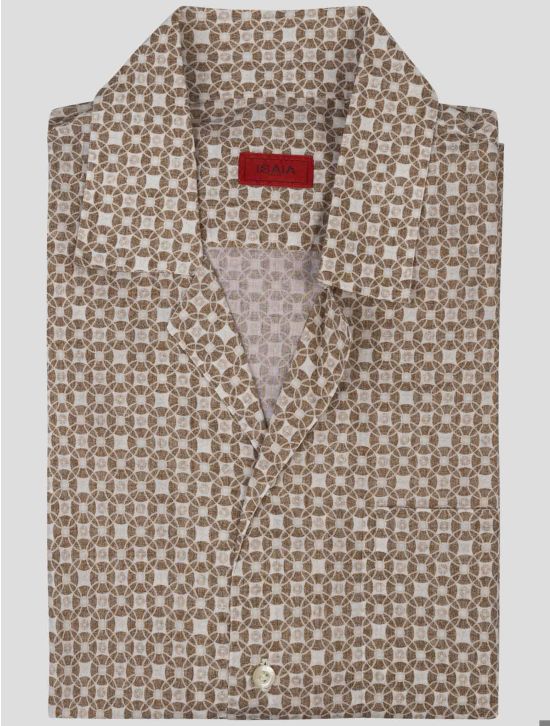 Isaia Isaia Orange White Linen Short Sleeve shirt Orange / White 000