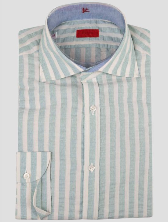 Isaia Isaia Green White Cotton Shirt Green 000