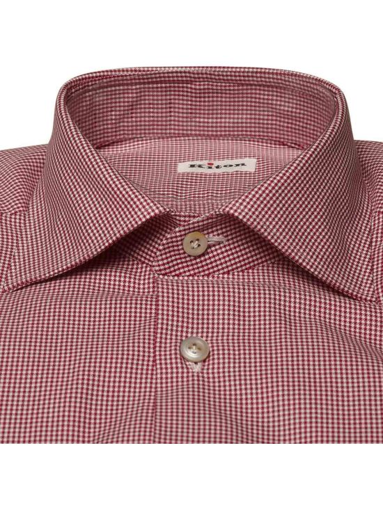 Kiton KITON Burgundy White Cotton Shirt Burgundy/White 001