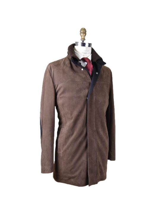 Kiton KITON Brown Leather Calfskin Coat Brown 001