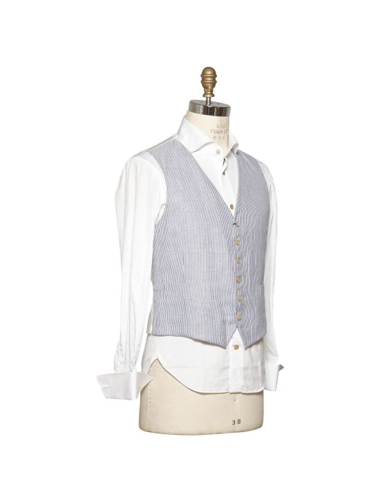 Kiton KITON Blue White Cotton Vest Blue/White 001