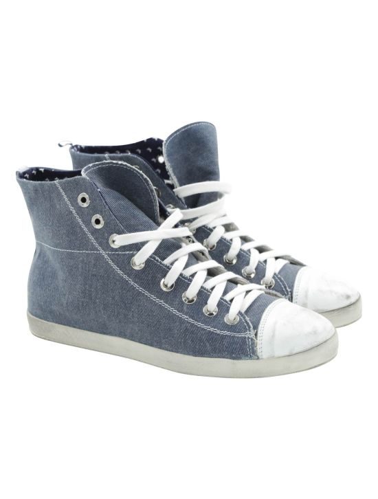 FeFè Napoli Fefè Blue White Cotton Leather Sneakers Blue/White 000