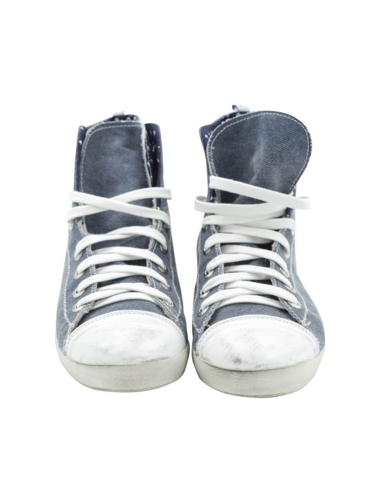 FeFè Napoli Fefè Blue White Cotton Leather Sneakers Blue/White 001