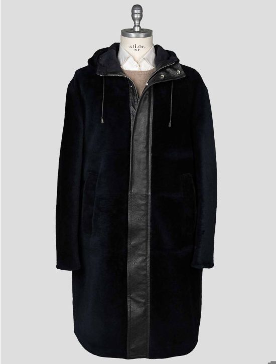 Zilli Zilli Blue Sheepskin leather Parka Overcoat Blue 000