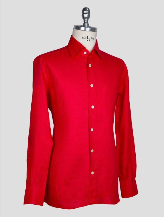 Kiton Red Linen Shirt 2