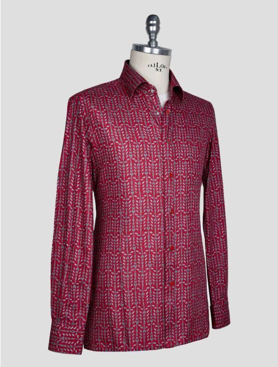 Kiton Burgundy Gray Cotton Shirt 2