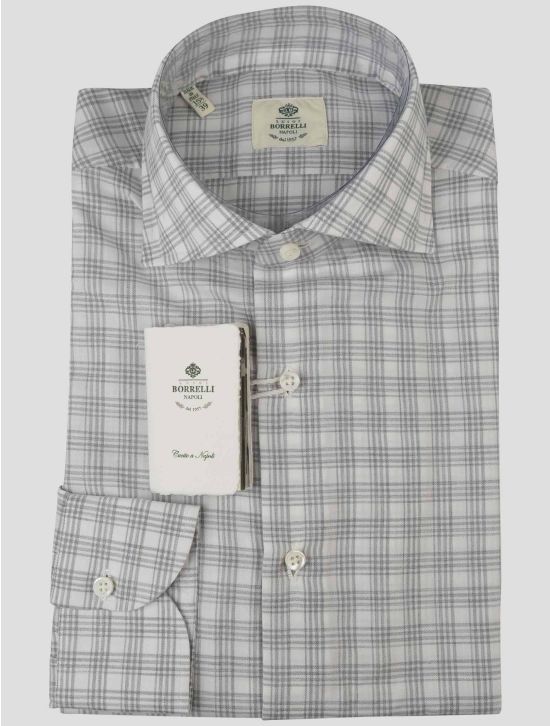 Luigi Borrelli Luigi Borrelli Gray White Cotton Shirt Gray / White 000