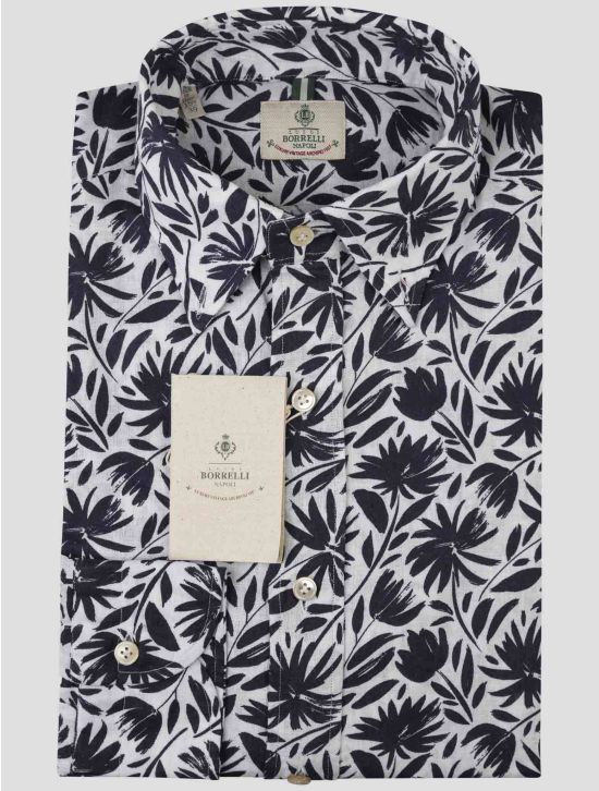 Luigi Borrelli Luigi Borrelli Blue White Linen Cotton Shirt Blue / White 000