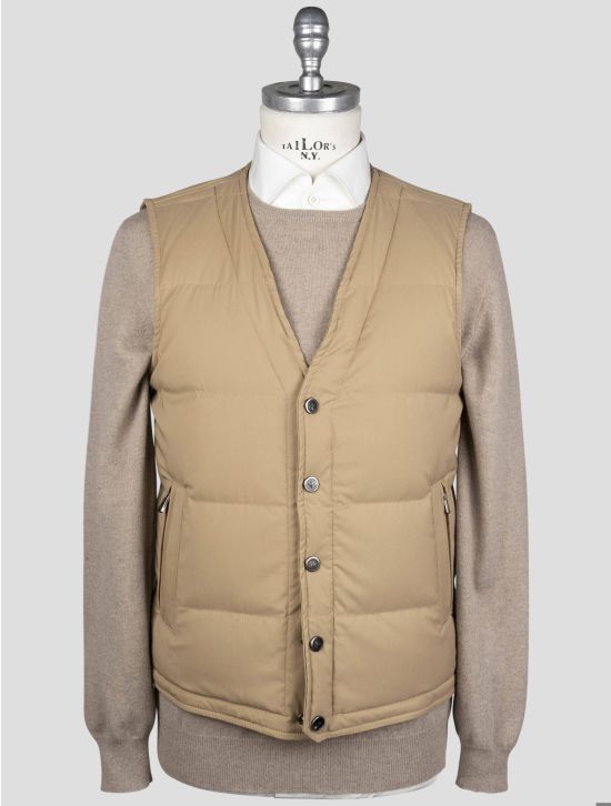 Isaia Isaia Beige Wool Pa Silk Ea Gilet Coat Beige 000