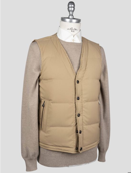 Isaia Isaia Beige Wool Pa Silk Ea Gilet Coat Beige 001