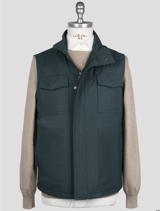 Isaia Isaia Green Wool Pa Silk Ea Gilet Coat Green 000