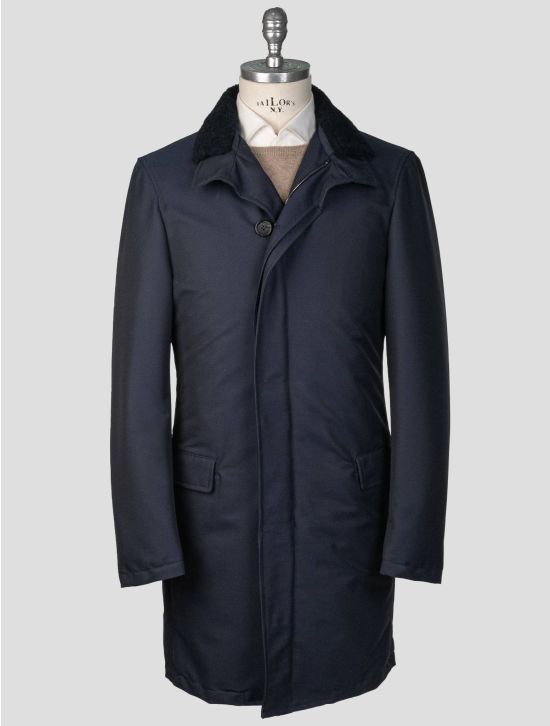 Isaia Isaia Blue Navy Wool Pa Coat Blue Navy 000