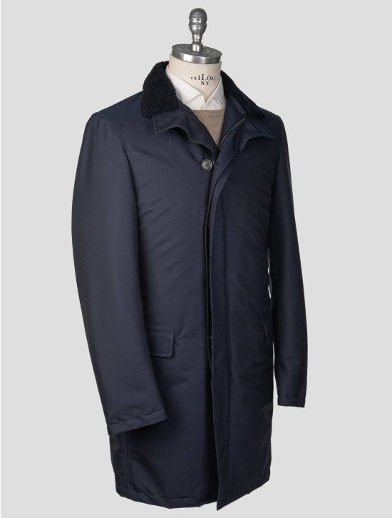 Isaia Isaia Blue Navy Wool Pa Coat Blue Navy 001