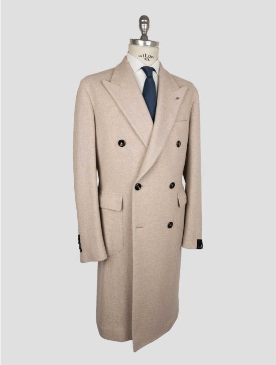 Tagliatore Beige Virgin Wool Pa Double Breasted Overcoat