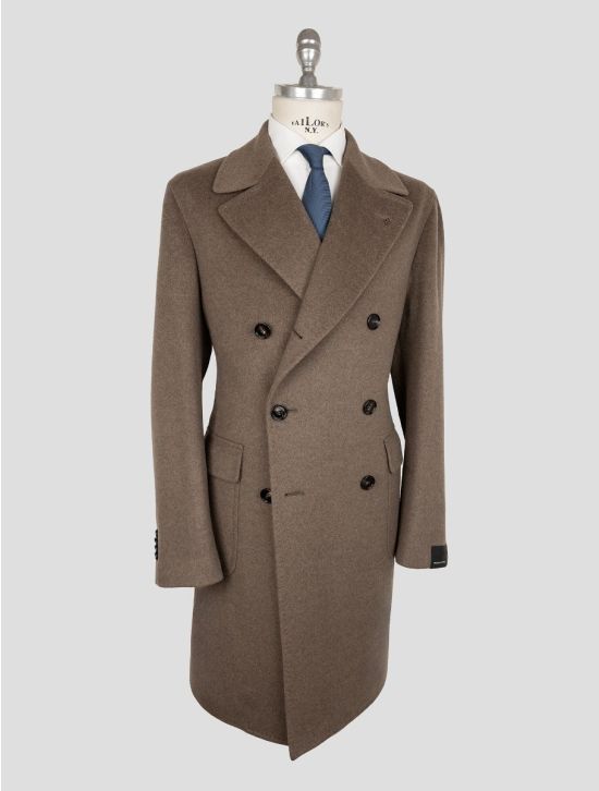 Tagliatore Taupe Cashmere Double Breasted Overcoat