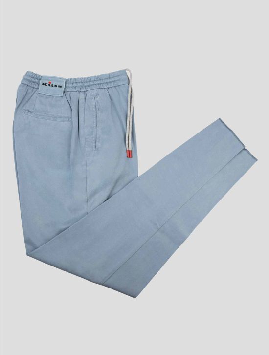 Kiton Kiton Light Blue Gray Lyocell Cotton Ea Pants Light Gray / Gray 000