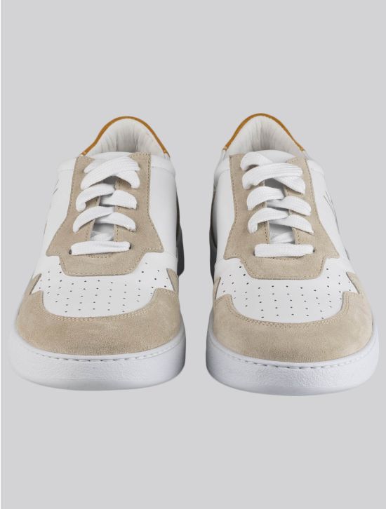 Kiton Kiton White Beige Leather Leather Suede Sneakers White / Beige 001