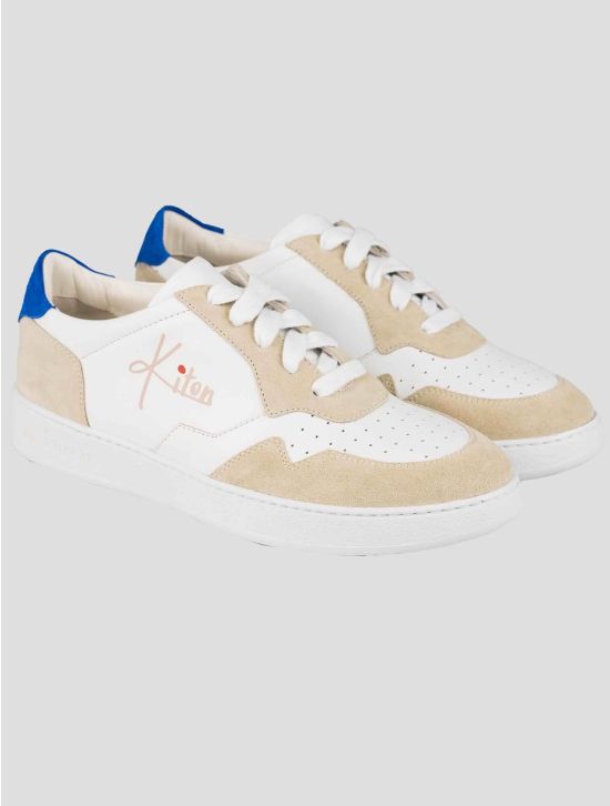 Kiton Kiton White Beige Leather Leather Suede Sneakers White / Beige 000