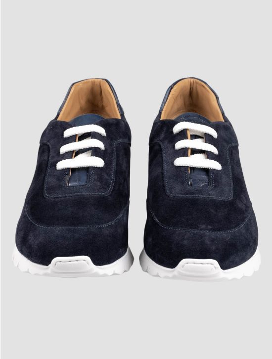 Kiton Kiton Blue Leather Suede Leather Crocodile Sneakers Blue 001