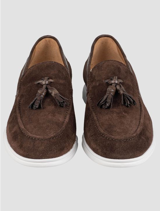 Kiton Kiton Brown Leather Crocodile Leather Suede Loafers Brown 001