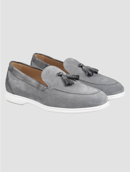 Kiton Kiton Gray Leather Suede Leather Crocodile Loafers Gray 000